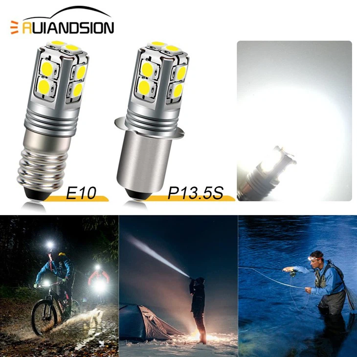 Ruiandsion E10-3030-10 Maglite Replacement Bulb LED Flashlight Motorcycle Headlight 6-40V White